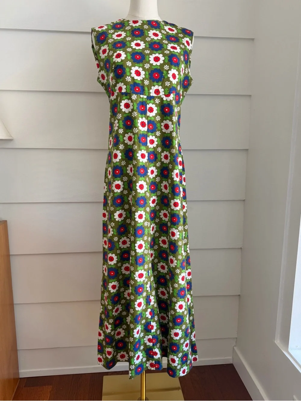 Vintage 70s Floral Print Maxi Dress Flower Power Boho Hippie - Picture 3 of 8